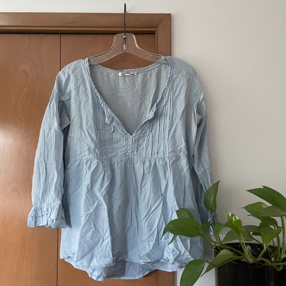 Made in Italy: baby blue ruffled peasant blouse - Picture 1 of 5